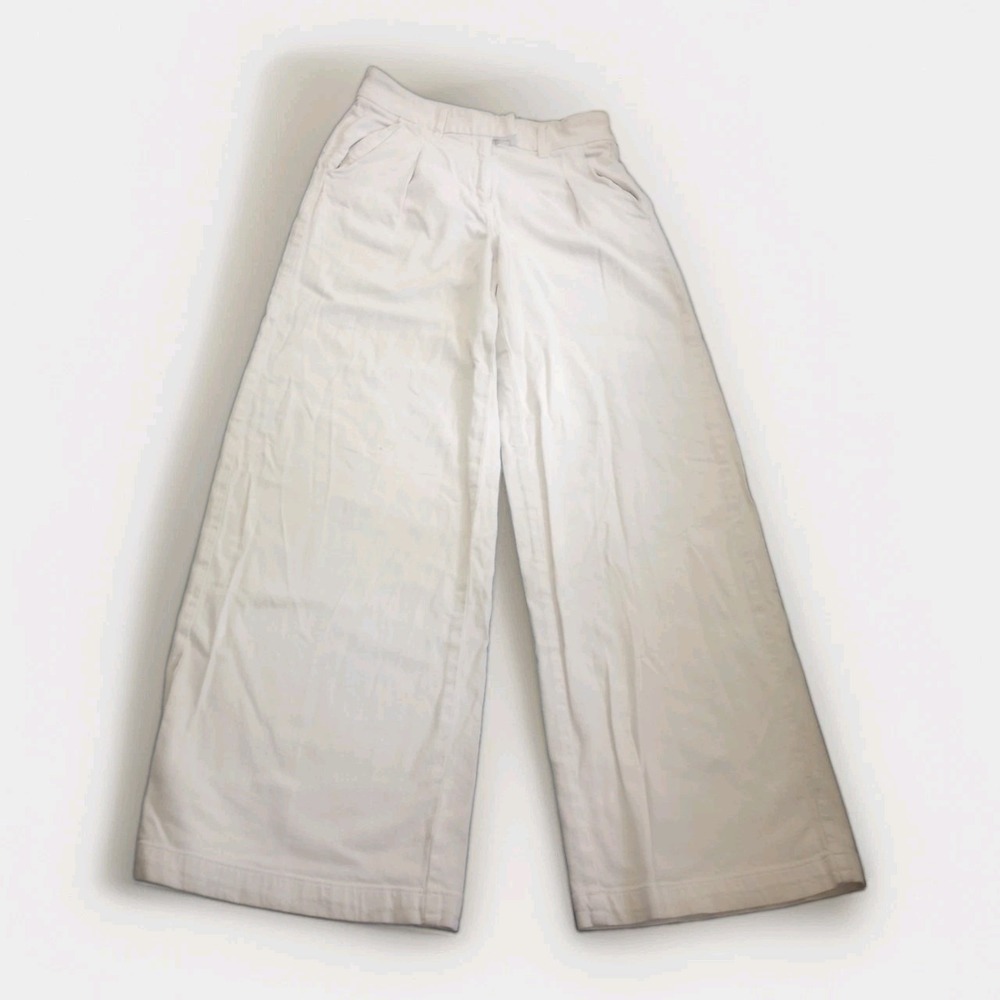 American Eagle Trouser Jeans Womens 4R Cream Pleated Wide Leg Drape Y2K‎